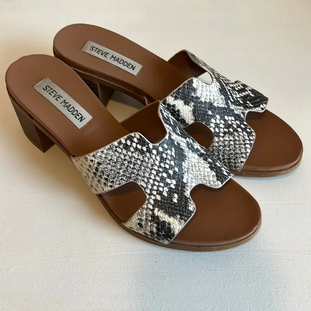 Steve Madden Snakeskin Kelsie Heeled Sandals Size 7